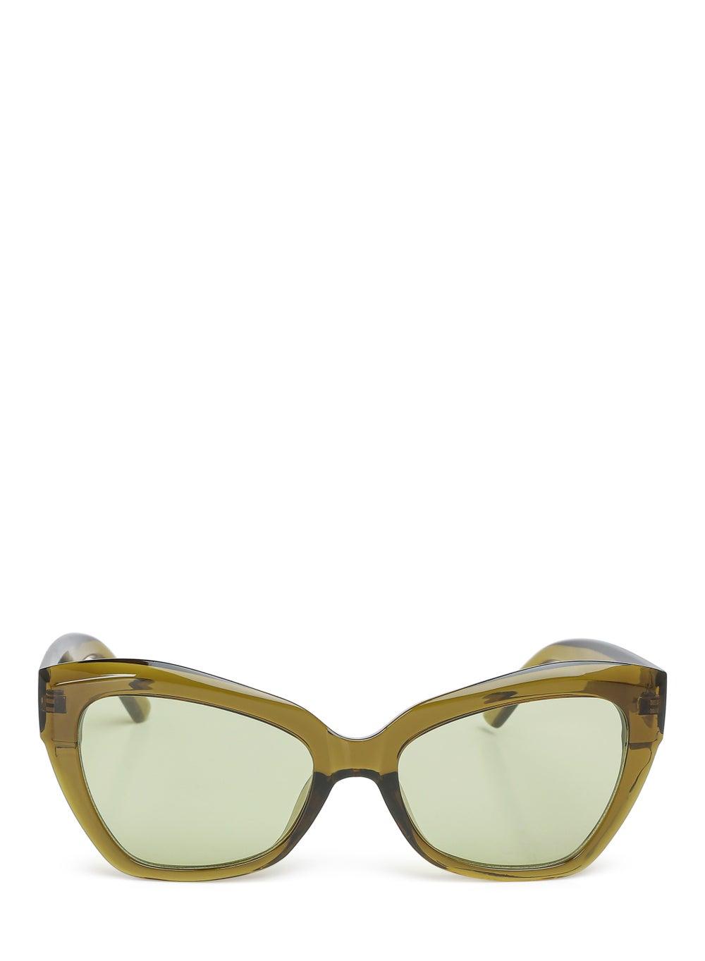 نظارة شمسية عين القطة الأنيقة بالأخضر الزيتوني - Image 1