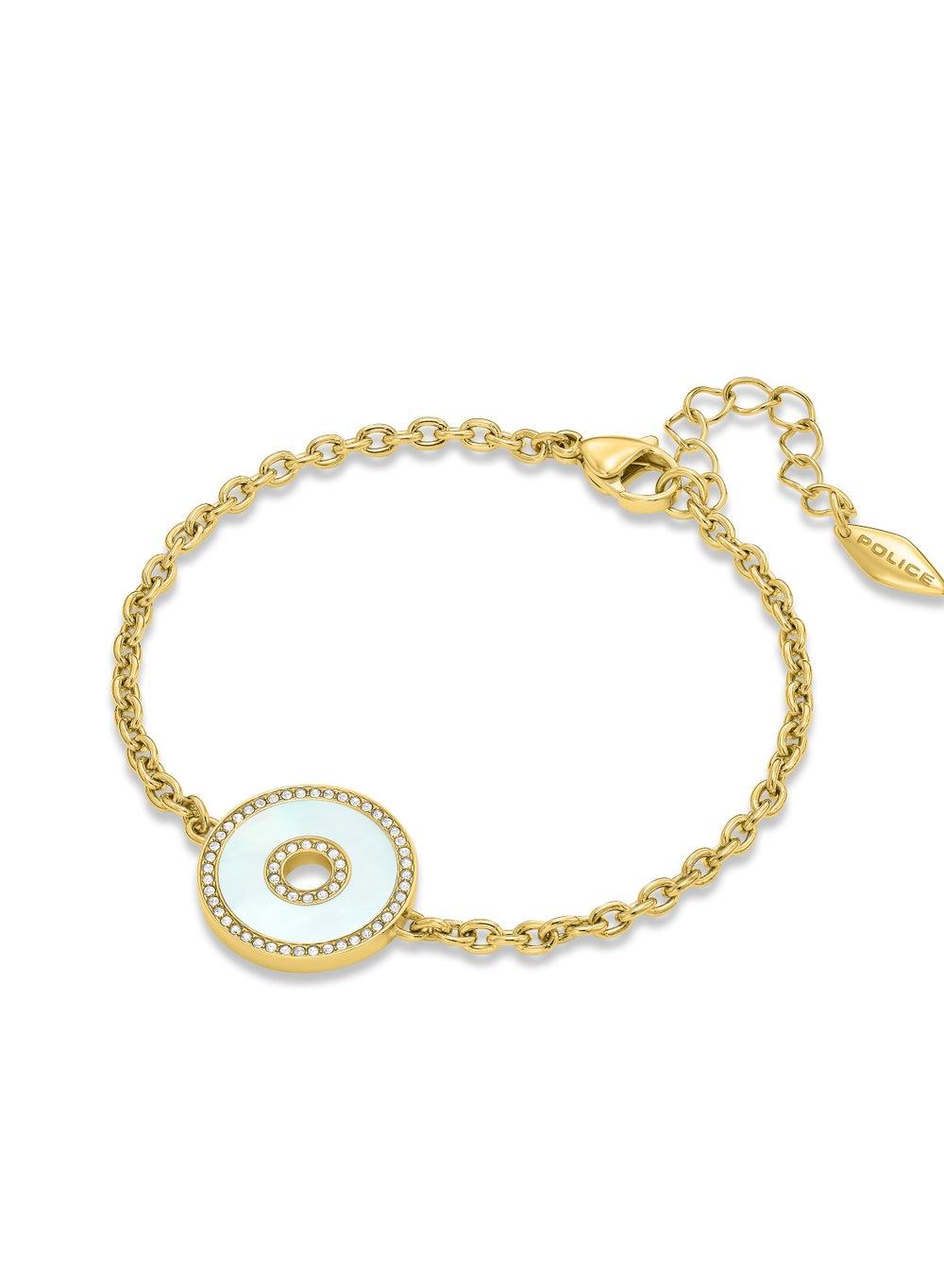 POLICE Saturn Elegance: Gold-Plated Mother-of-Pearl Bracelet