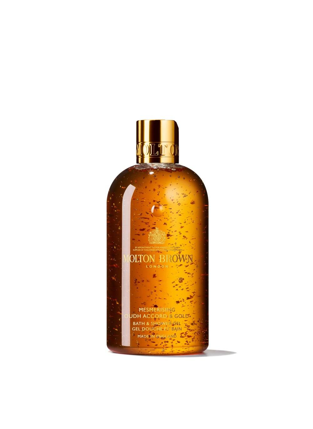 Molton Brown Mesmerizing Oudh & Gold Shower Gel 300ml - Image 1