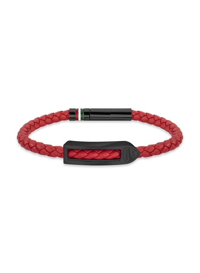 Ducati Corse 21 Storia Men's Red & Grey Leather Bracelet - Image 1