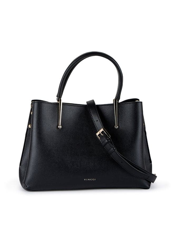 Vincci Elegance: Sleek Black Satchel for the Modern Woman - Image 1