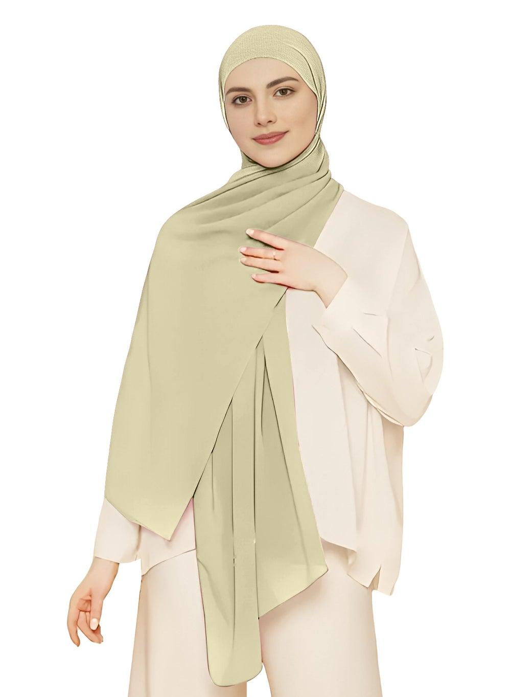 NUKHBAA Chiffon Dark Vanilla Hijab-H1: Elegance Redefined