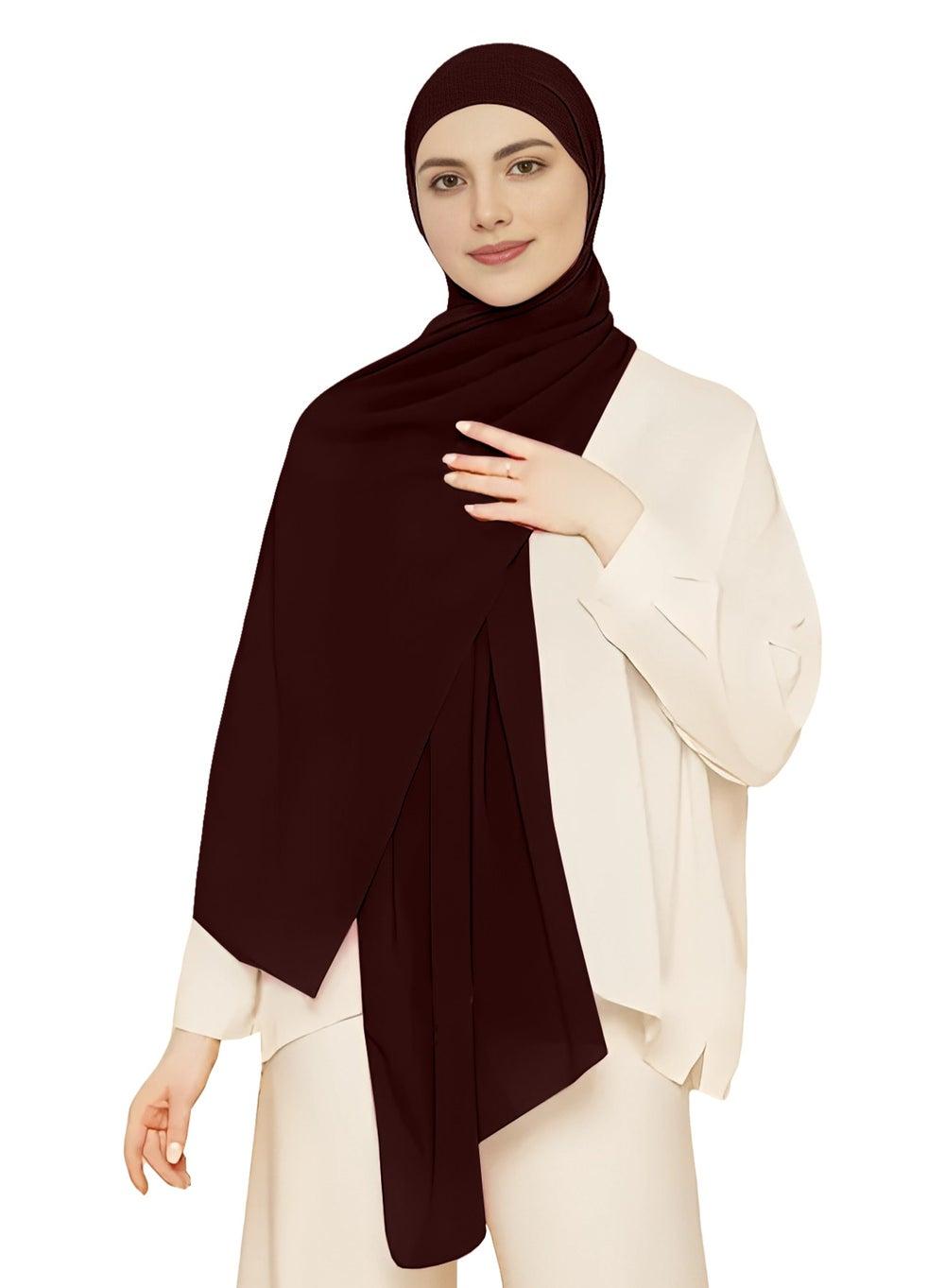 NUKHBAA Chiffon Root Beer Hijab-H14: Elegance Unveiled