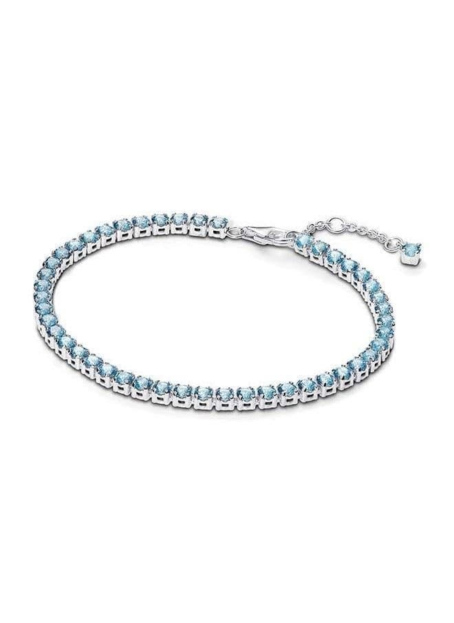 PANDORA Sparkling Light Blue Tennis Bracelet - Graceful Elegance