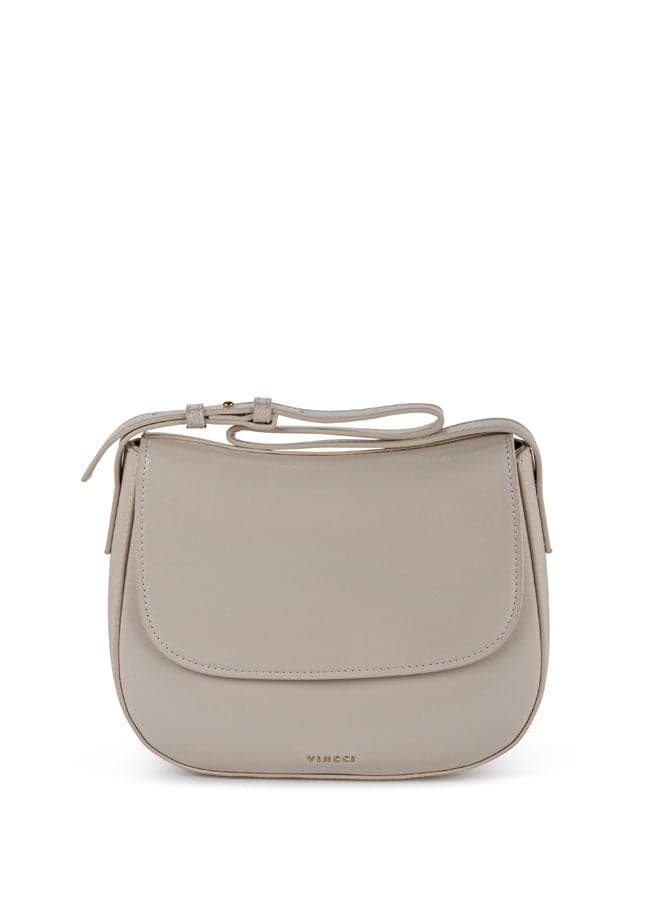 Vincci Beige Elegance: Chic Solid Shoulder Bag for Women