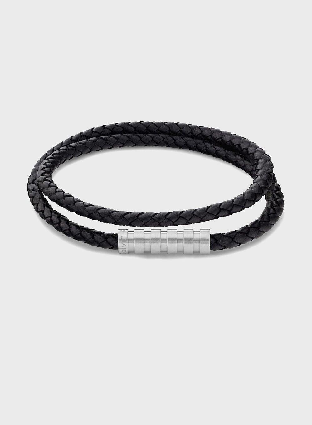 CALVIN KLEIN Men's Double-Wrapped Braided Leather Bracelet