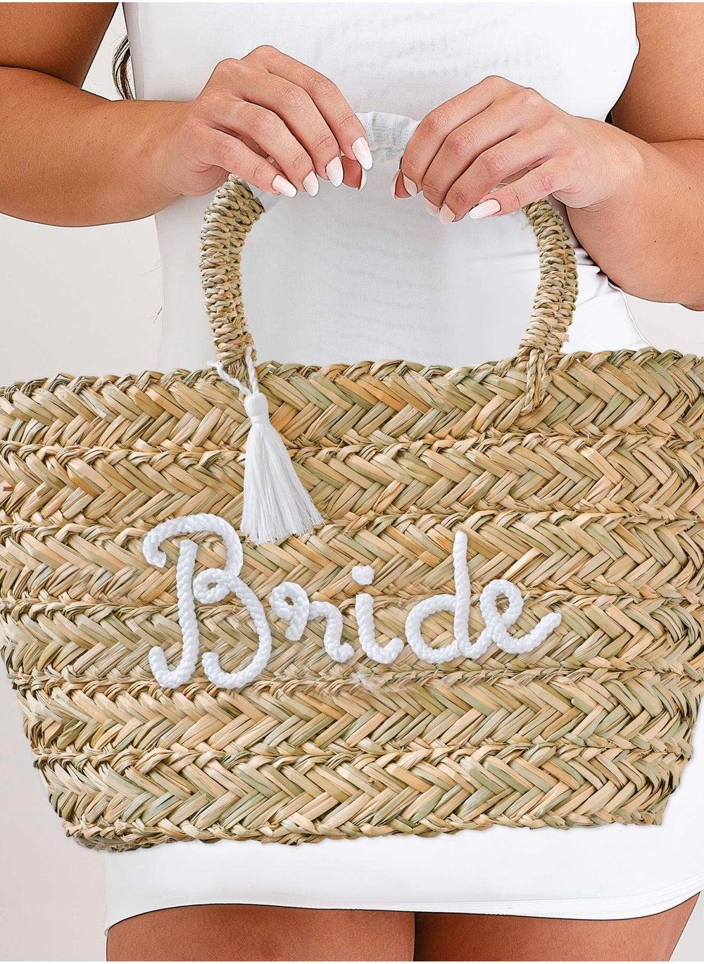 Ginger Ray Elegant Rattan Bride Bag - Beach and Party Perfect