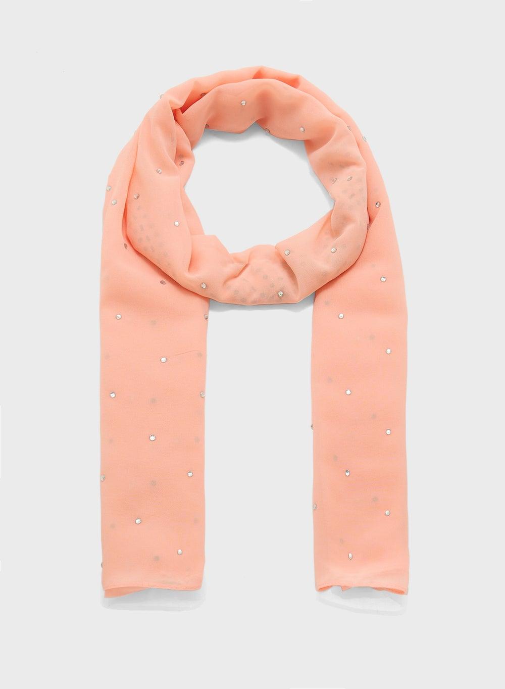 Khizana Floral Embellished Long Hijab Scarf - Elegant Accessory