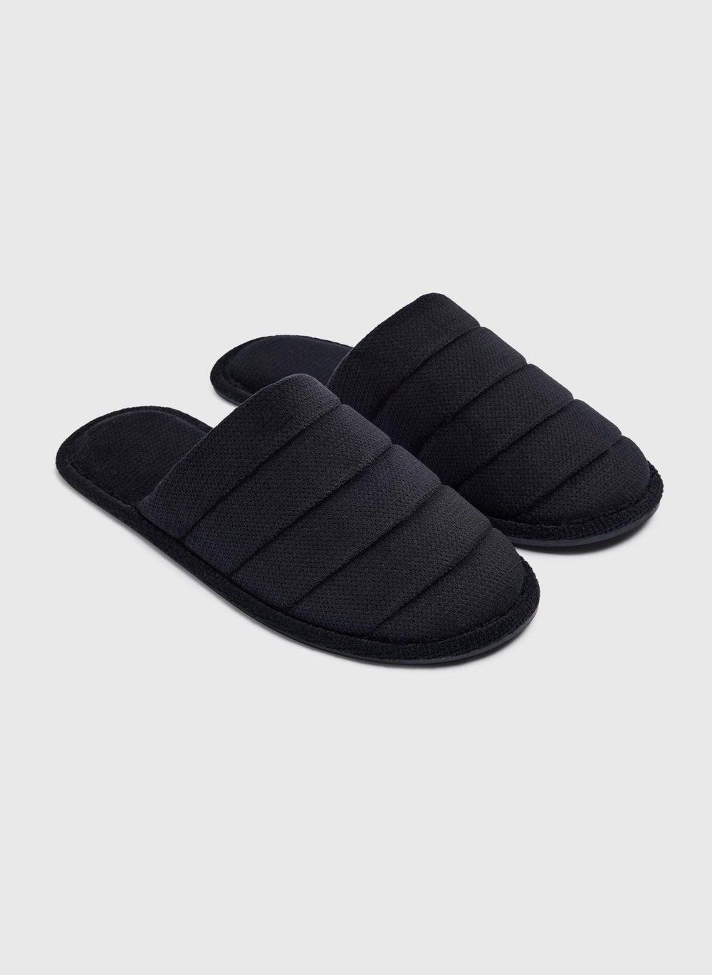 Elegant Black Slide Slippers for Luxe Home Comfort - Image 1