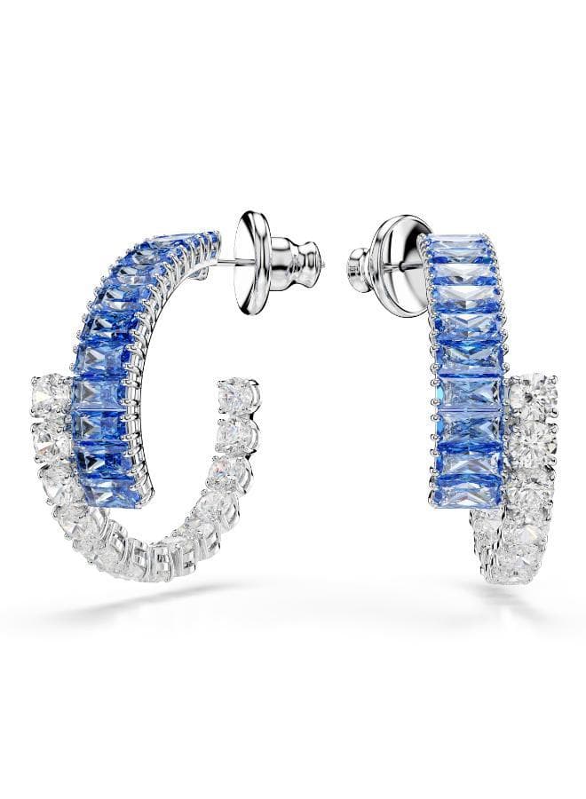 SWAROVSKI Matrix Cuff Earrings - Vibrant Blue and Clear Design