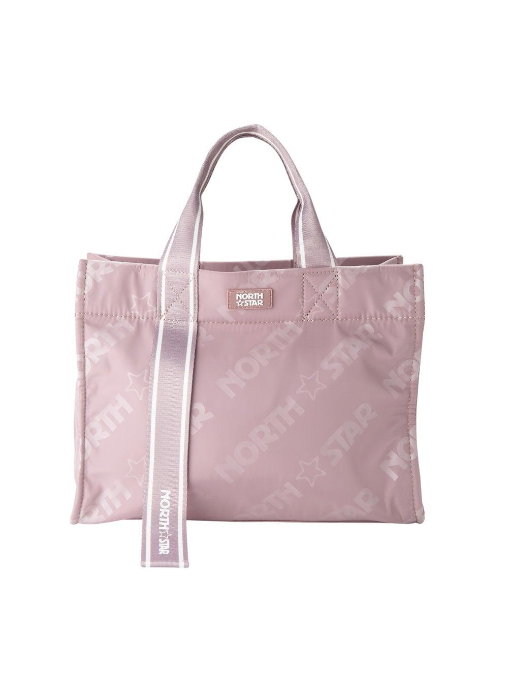 Bata Singapore Elegant Pink Tote Bag with Patterned Detail