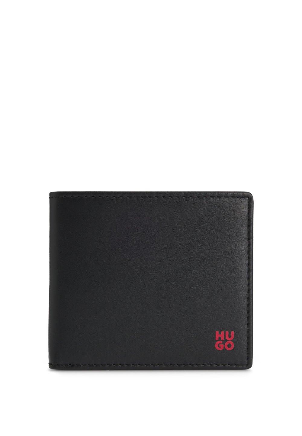 HUGO Elegant Men's Leather Wallet with Red Logo
