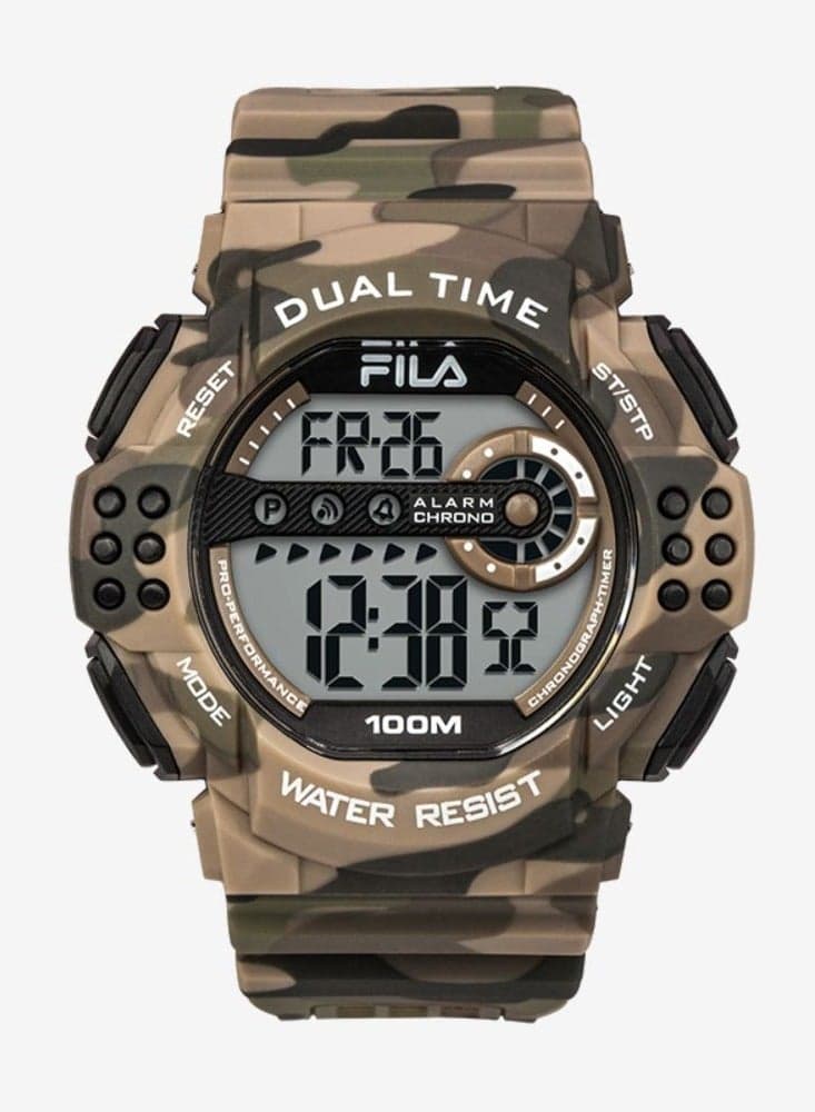 FILA 38-171-003 Digital Unisex Watch with Chic Brown Strap