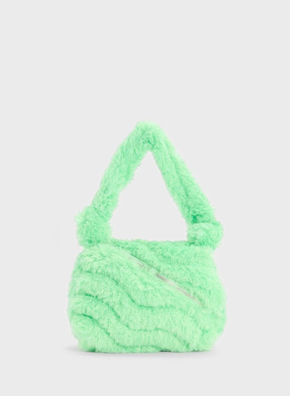 حقيبة الكتف إيزابيل الخضراء بسحاب وتصميم ناعم - Image 1