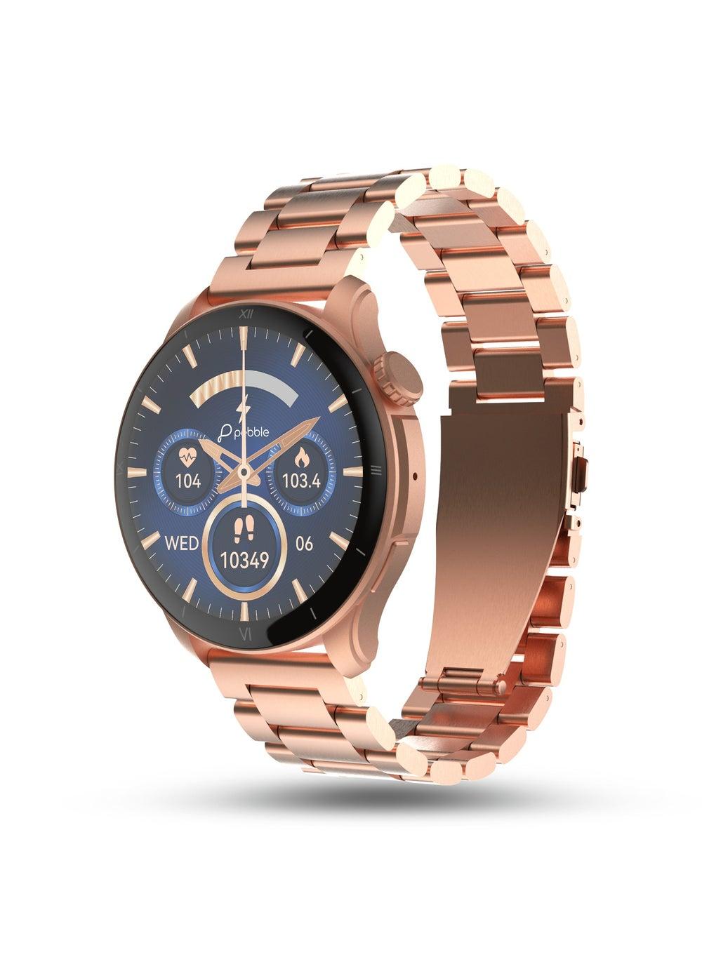 Pebble Rose Gold Cosmos Vault 1.43" HD Smartwatch - Multifunctional Elegance