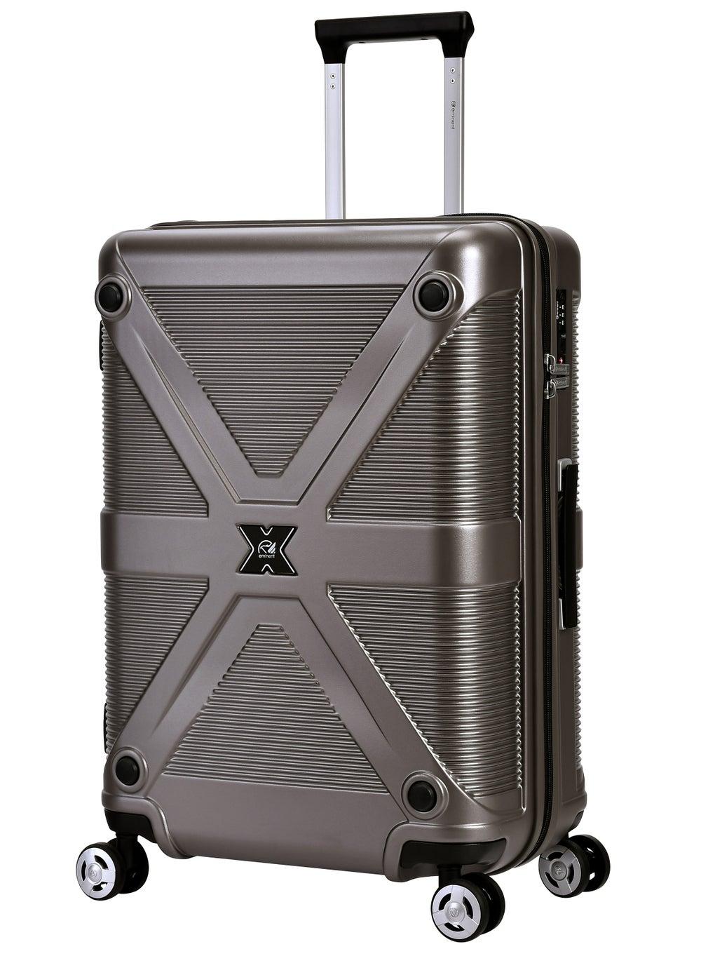 Eminent 28 Gold Grey Polycarbonate Large Suitcase with TSA Lock KJ97