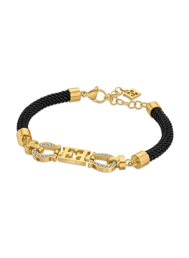 ESCADA Zoe Black Silk Cord Bracelet with Crystal Charms