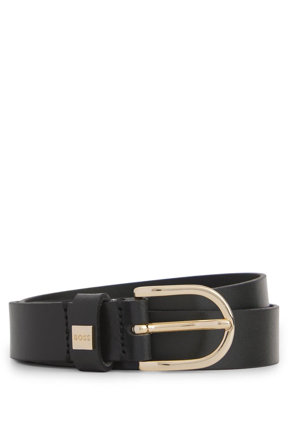 BOSS Gold-Tone Buckle Italian Leather Women's Belt