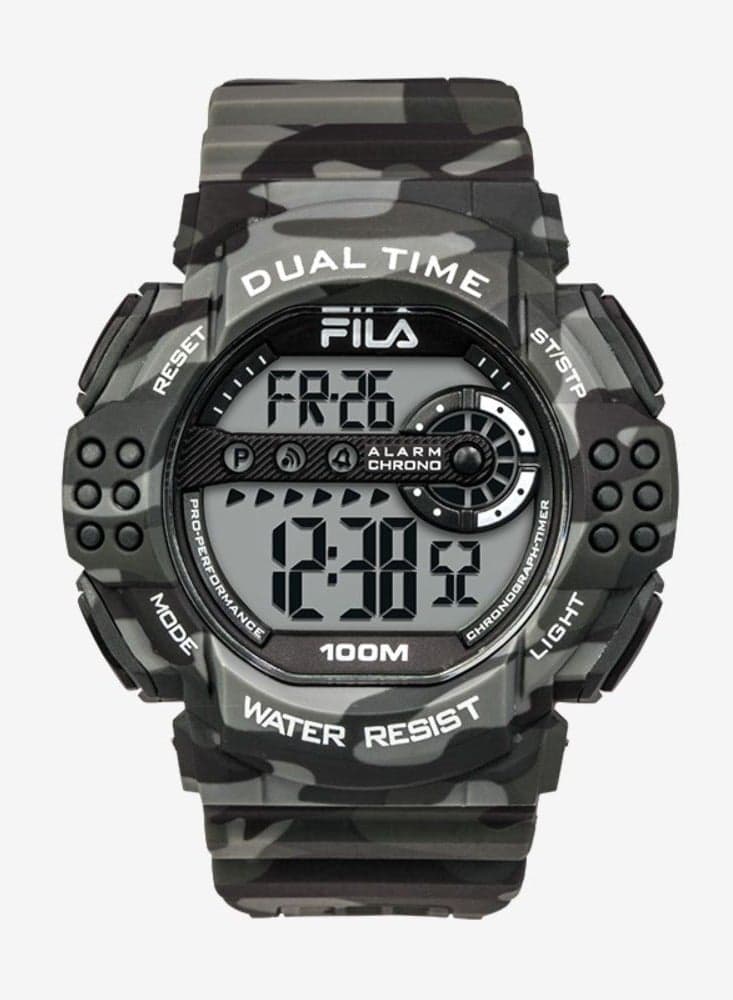 FILA Adult Unisex Digital Watch 38-171-002 with Black Plastic Strap