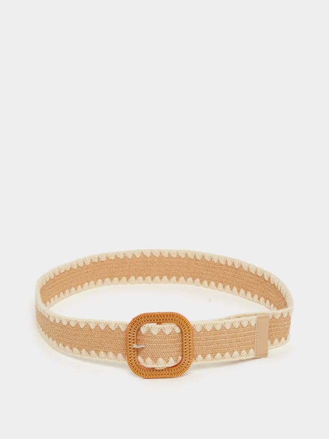 Styli Chic Two-Tone Jute Straw Belt - Elegant Accessory