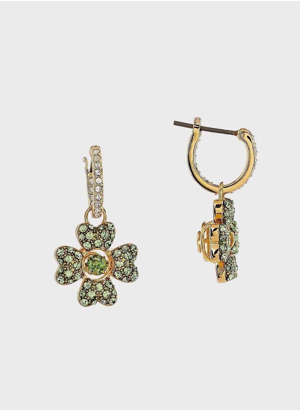 SWAROVSKI Idyllia Clover Mini Hoop Earrings in Gold Tone