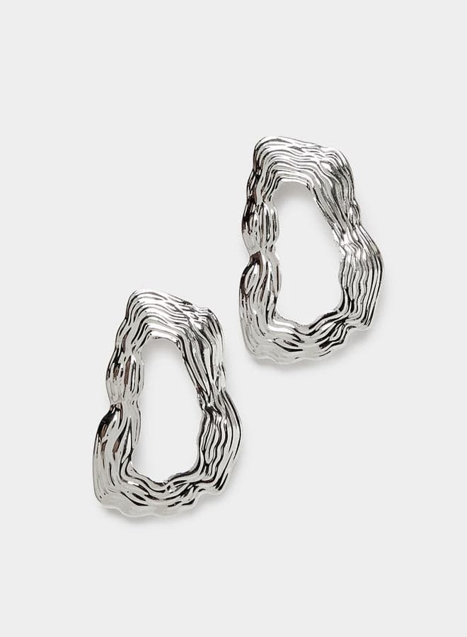 Styli Textured Curved Earrings - Elegant Women's Accessory