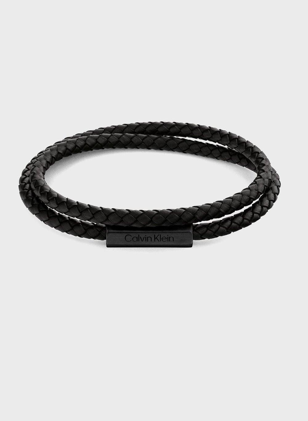 CALVIN KLEIN Latch Braided Men's Leather Bracelet