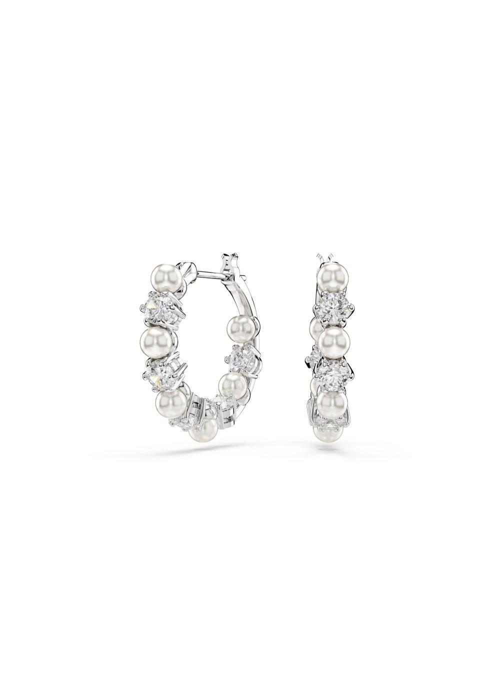 Swarovski Matrix:Pe Pearl Elegance Hoop Earrings for Women