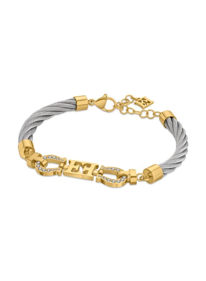 سوار Zoe الفولاذي بشارات الحظ والنجاح المرصعة بالكريستال