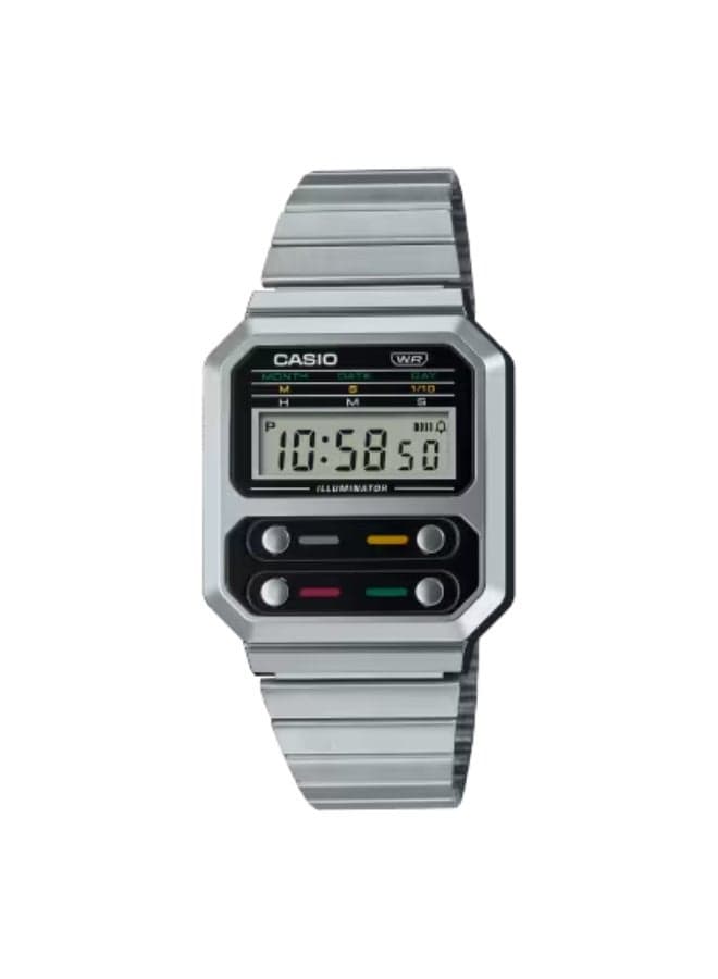 CASIO A100WE-1ADF Elegant Unisex Digital Stainless Steel Watch