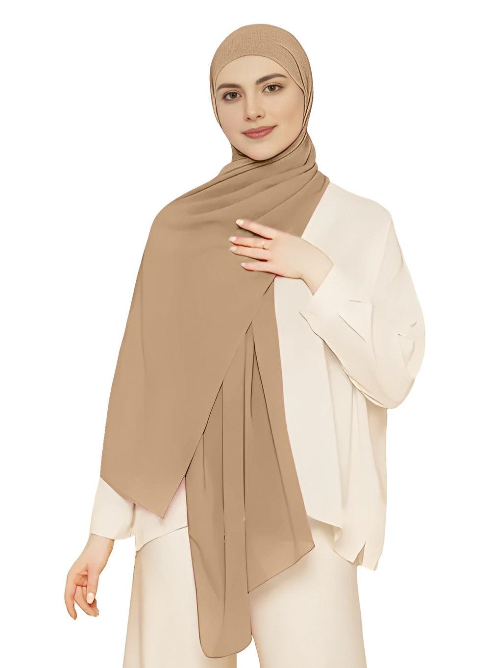 NUKHBAA Chiffon H2 Pale Taupe Hijab - Elegance Redefined