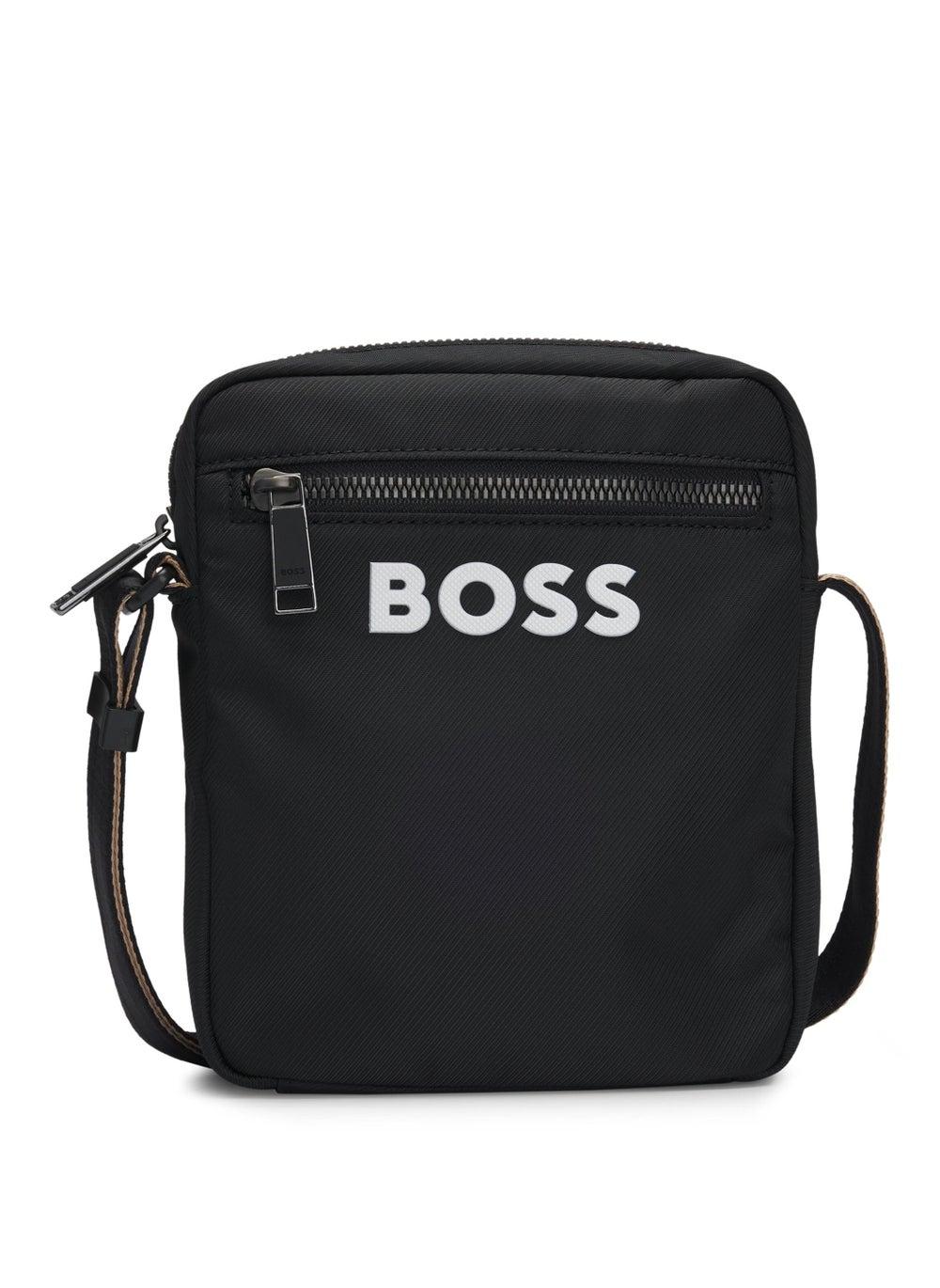 BOSS Signature Stripe Men's Crossbody Bag with Eco-Friendly Design
