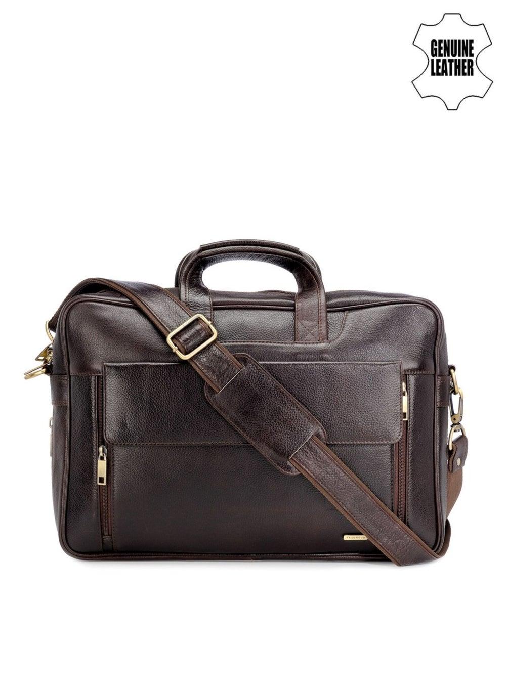 TEAKWOOD 15 Premium Brown Genuine Leather Laptop Bag