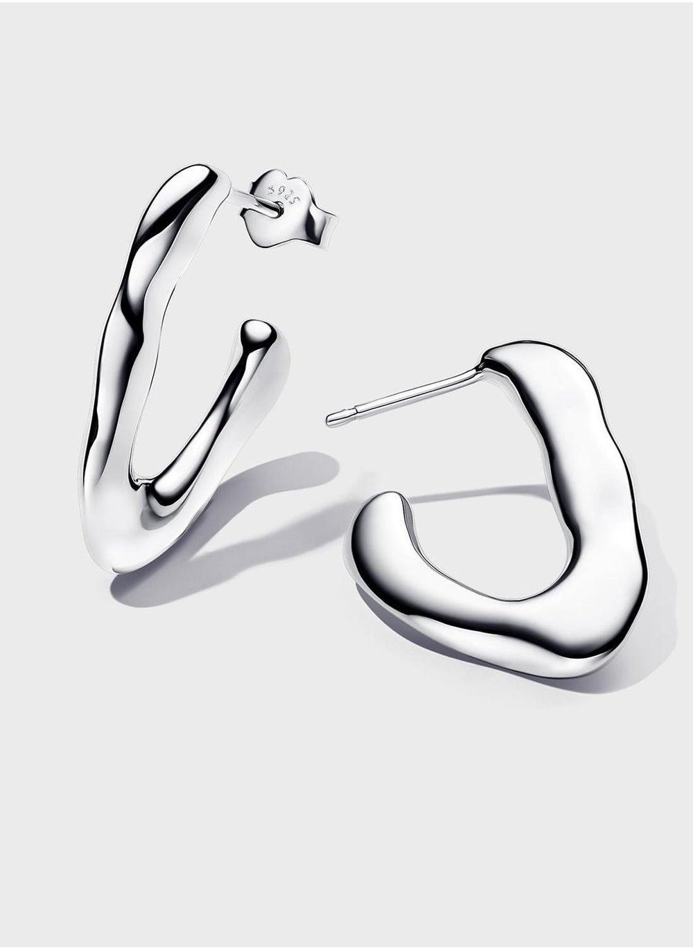 PANDORA Sterling Silver Organic V-Shaped Hoops