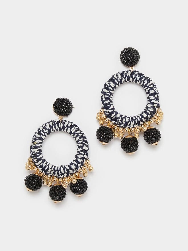 Styli Pompom Round Earrings - Chic Accessory for Women