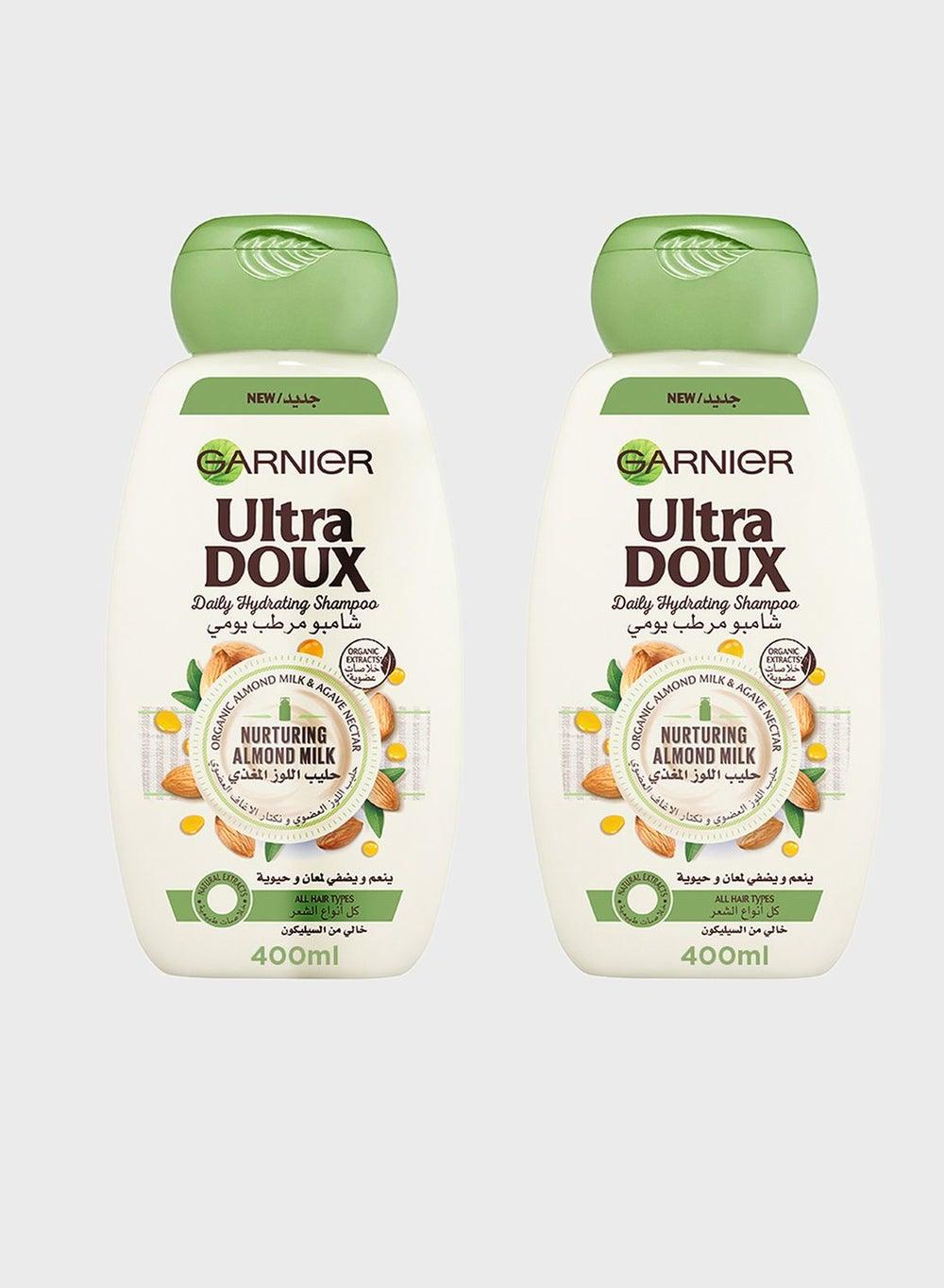 Garnier Ultra Doux Almond Milk Shampoo Twin Pack 400ml Each