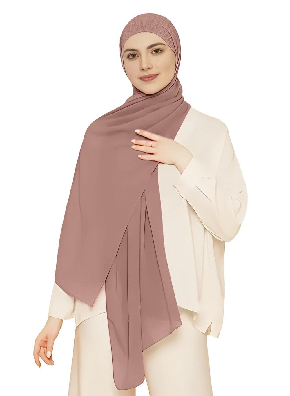 Elegant Light Taupe NUKHBAA Chiffon Hijab-H13