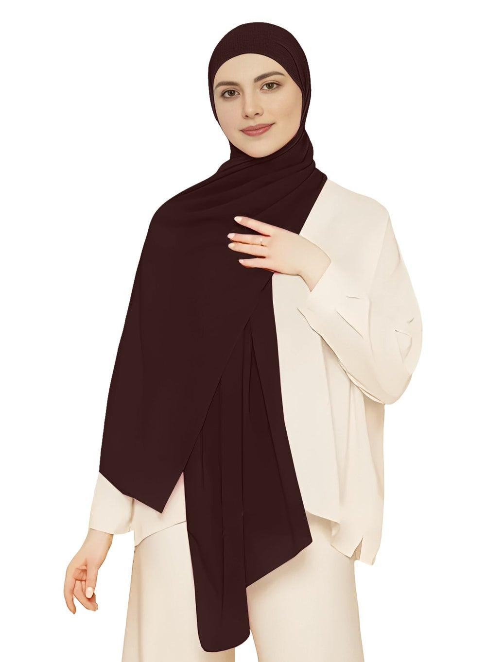 NUKHBAA Dark Sienna Chiffon Hijab-H8 Elegance Redefined