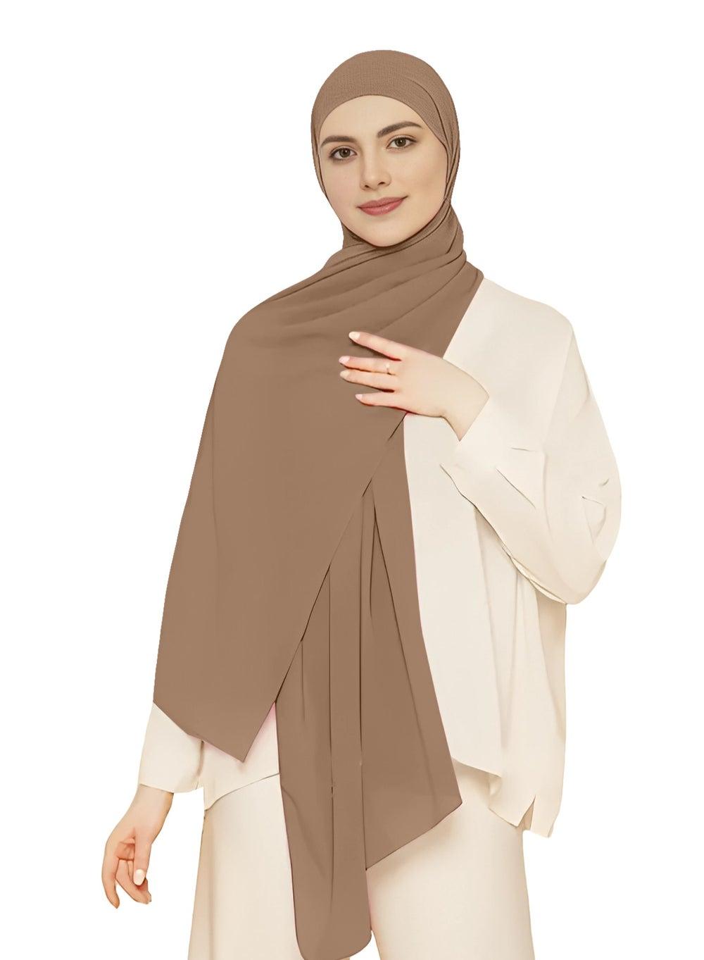 NUKHBAA Chiffon Elegance Brown Hijab-H12 for Women