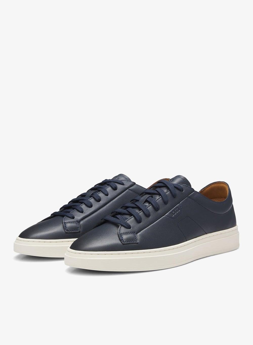 Elegant Blue Leather Low-Top Trainers 50557866401 for Men