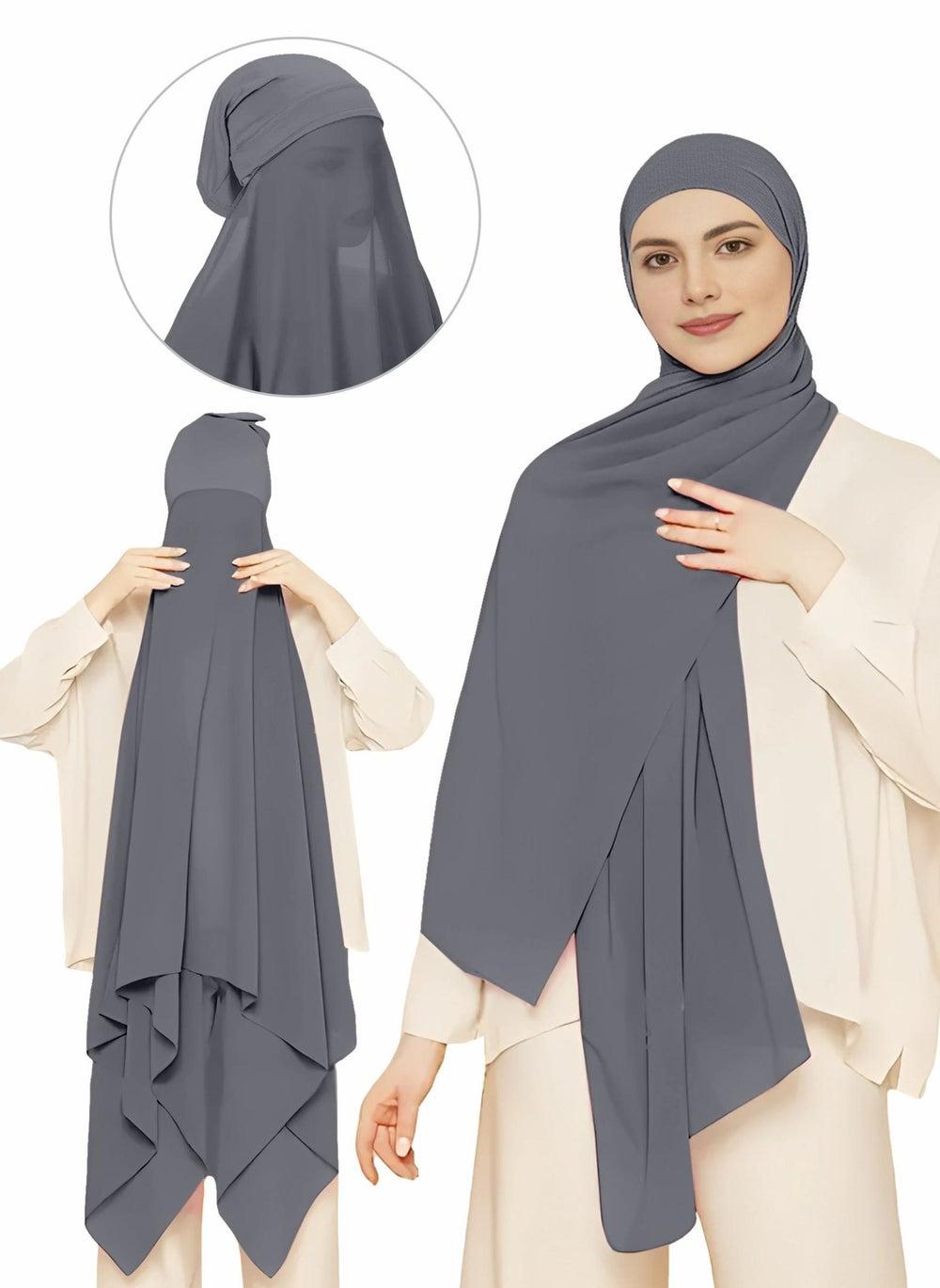 NUKHBAA Granite Gray Instant Hijab Wrap HC10 for Women