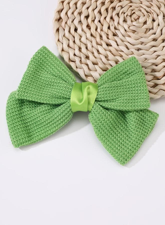 Elegant Green Textured Bow Hair Clip