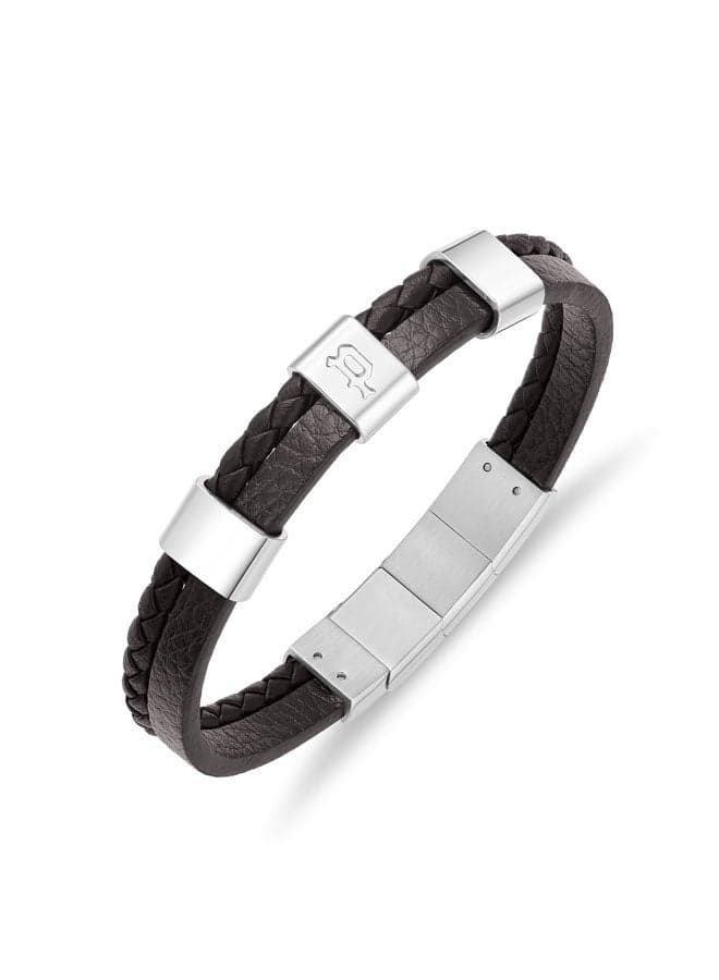 POLICE 180 Unity Bracelet: Bold Dual-Textured Elegance - Image 1