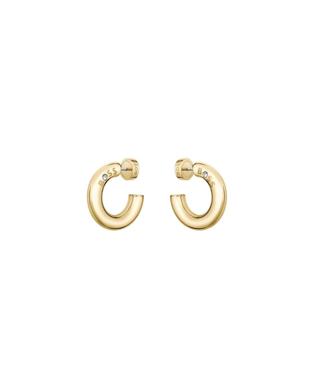BOSS Alive Gold-Tone Hoop Earrings for Sophisticated Style - Image 1