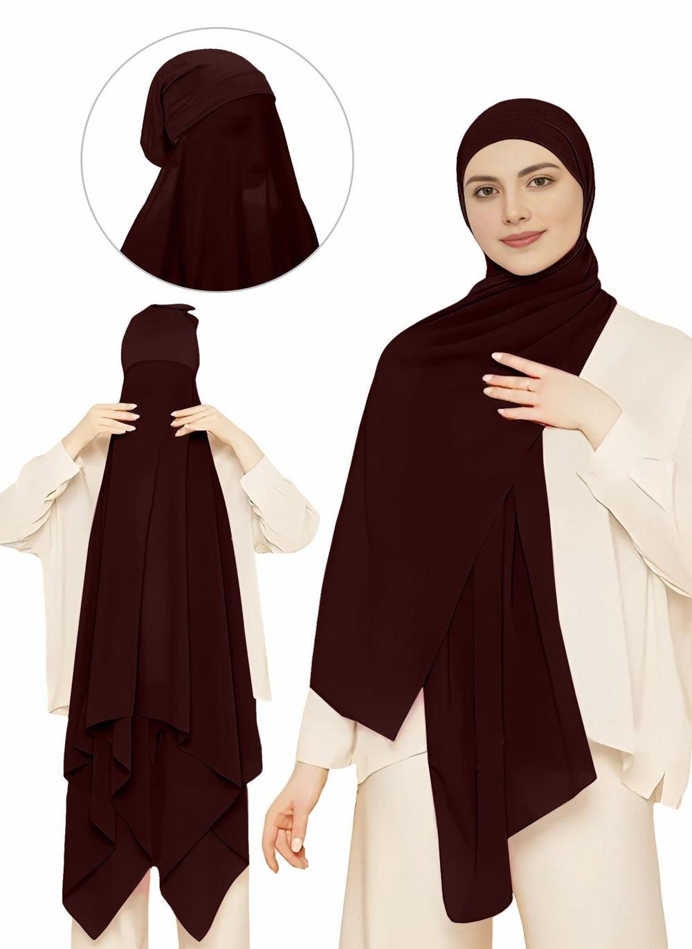 NUKHBAA Root Beer Instant Hijab Wrap HC14 - Pullover Elegance