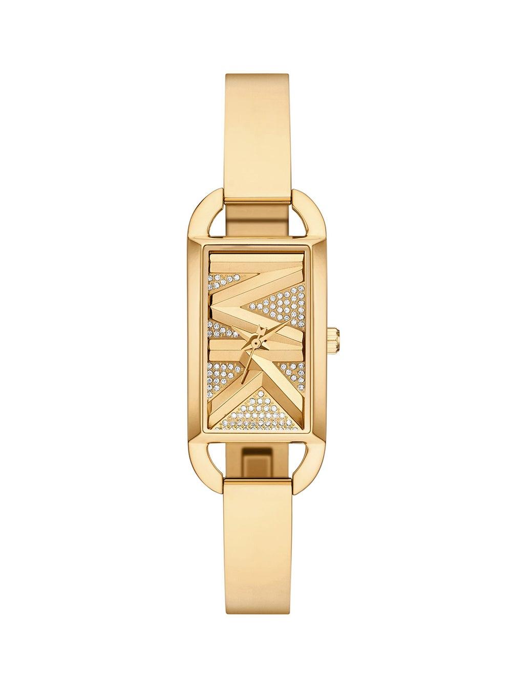 ساعة Mk Empire الأنيقة بسوار فولاذي ذهبي ومينا مرصعة - Image 1