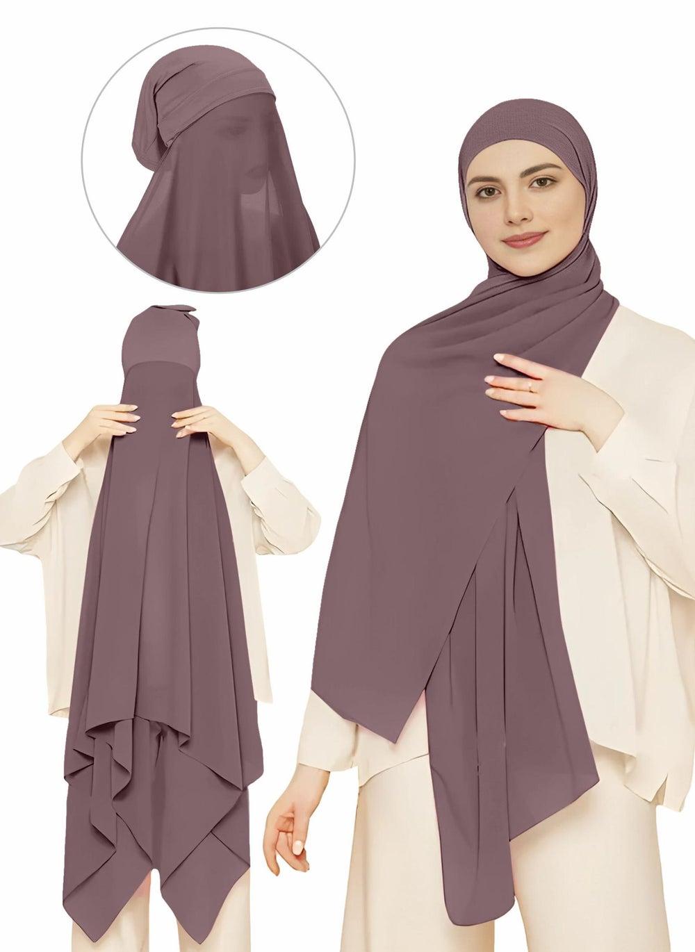 NUKHBAA Deep Taupe Pullover Hijab HC7 - Elegant Simplicity