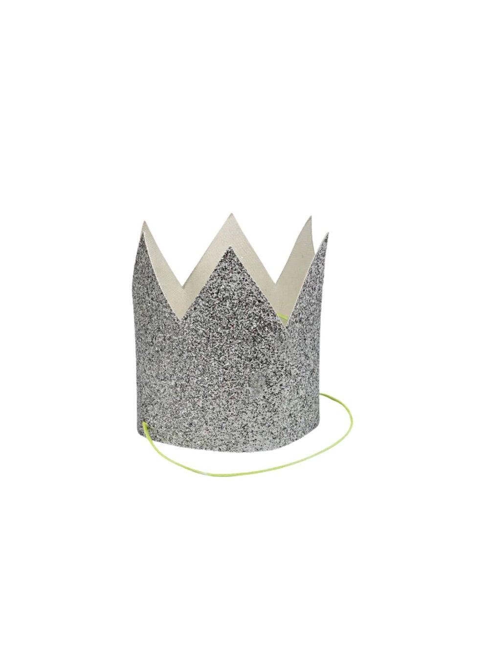 Meri Meri Elegant Mini Silver Glittered Crowns - Image 1