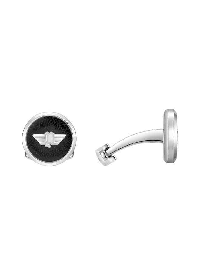Silver and Black POLICE Extended Cufflinks for Men - Image 1