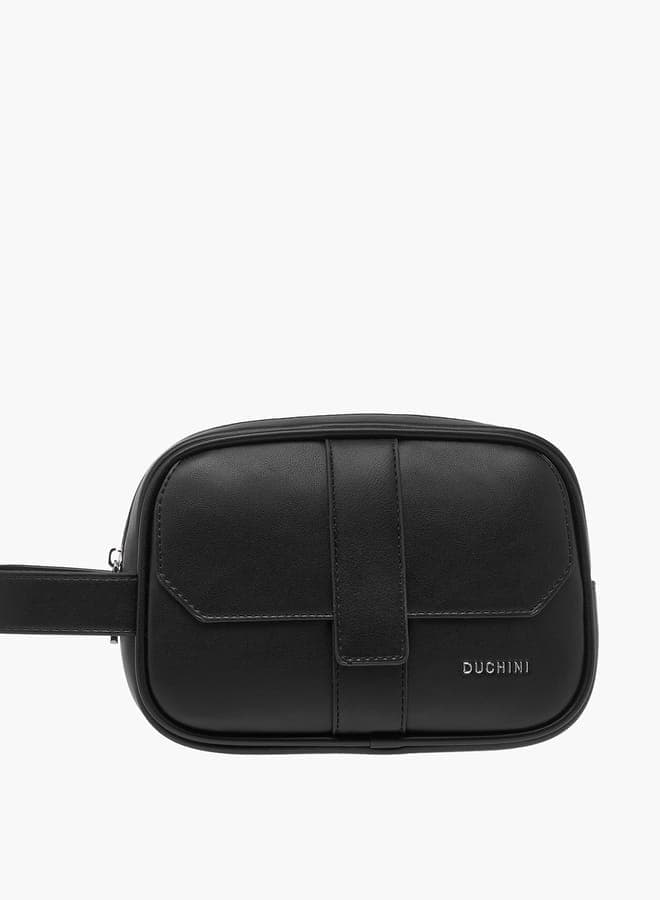 DUCHINI Men's Elegant Solid Pouch with Wristlet Strap - Image 1